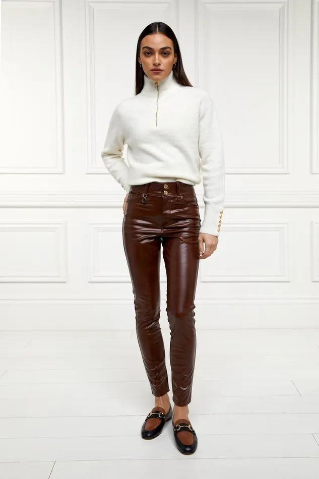 Holland Cooper Faux Leather Skinny Jean Brown Women Jeans
