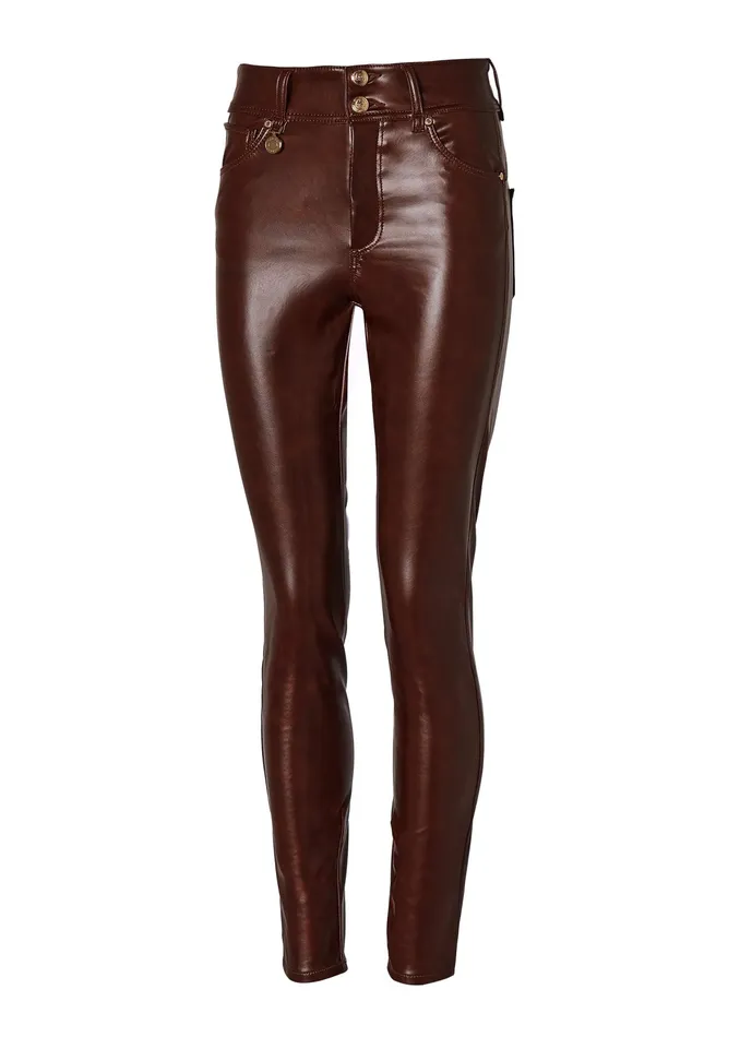 Holland Cooper Faux Leather Skinny Jean Brown Women Jeans