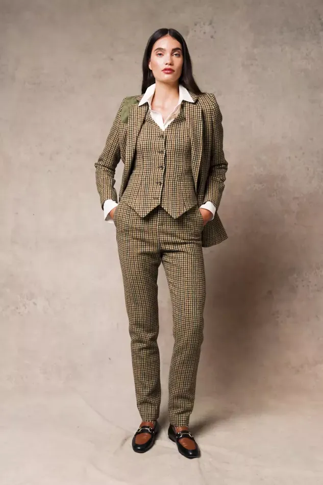Holland Cooper Hampton Waistcoat Hailes Green Tweed Women Waistcoats