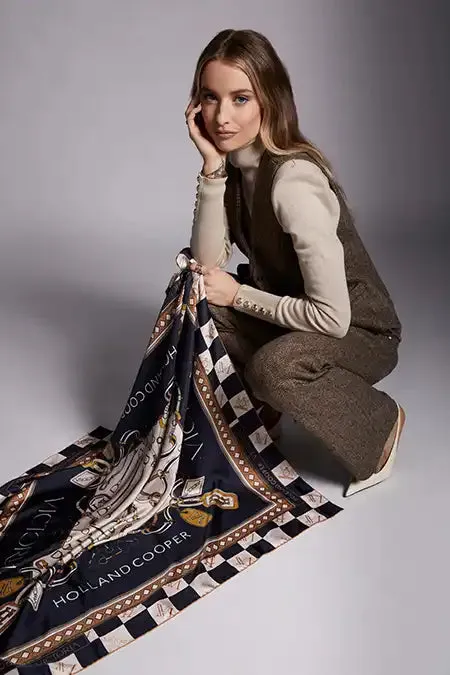 Holland Cooper Hampton Waistcoat Large Scale Brown Herringbone Women Waistcoats