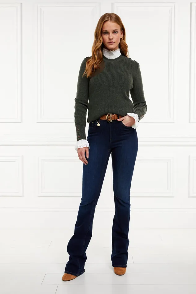 Holland Cooper Heritage Crew Neck Knit Forest Marl Women Knitwear Holland Cooper Heritage Crew Neck Knit Forest Marl Women Knitwear