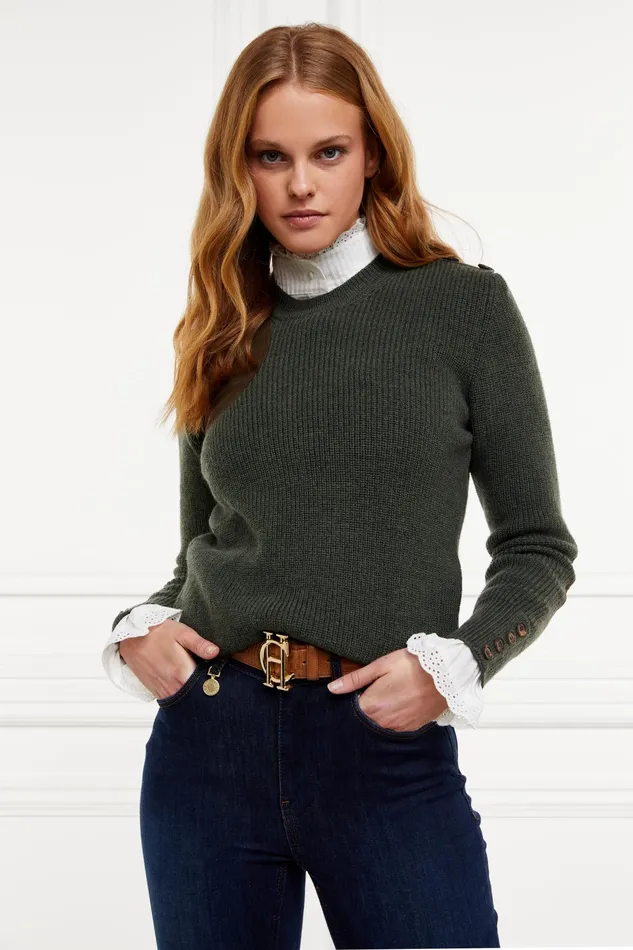 Holland Cooper Heritage Crew Neck Knit Forest Marl Women Knitwear Holland Cooper Heritage Crew Neck Knit Forest Marl Women Knitwear