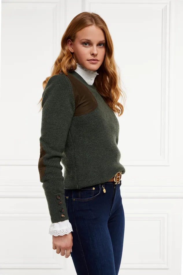 Holland Cooper Heritage Crew Neck Knit Forest Marl Women Knitwear Holland Cooper Heritage Crew Neck Knit Forest Marl Women Knitwear