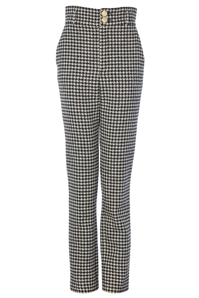 Holland Cooper High Waisted Peg Trouser Houndstooth Women Tailoring Holland Cooper High Waisted Peg Trouser Houndstooth Women Tailoring