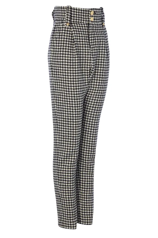 Holland Cooper High Waisted Peg Trouser Houndstooth Women Tailoring Holland Cooper High Waisted Peg Trouser Houndstooth Women Tailoring