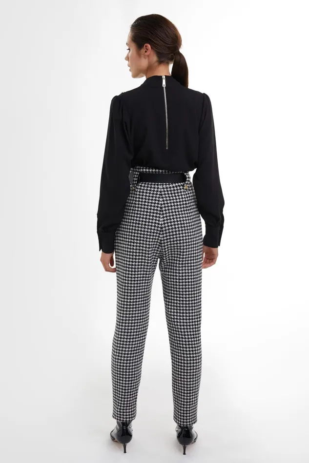 Holland Cooper High Waisted Peg Trouser Houndstooth Women Tailoring Holland Cooper High Waisted Peg Trouser Houndstooth Women Tailoring