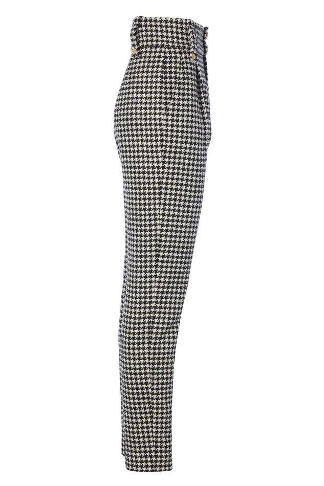 Holland Cooper High Waisted Peg Trouser Houndstooth Women Tailoring Holland Cooper High Waisted Peg Trouser Houndstooth Women Tailoring