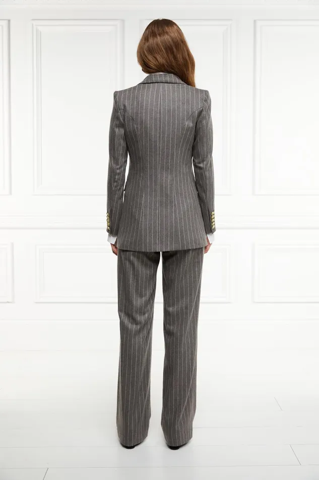 Holland Cooper High Waisted Straight Trouser Soft Grey Pinstripe Women Tailoring Holland Cooper High Waisted Straight Trouser Soft Grey Pinstripe Women Tailoring