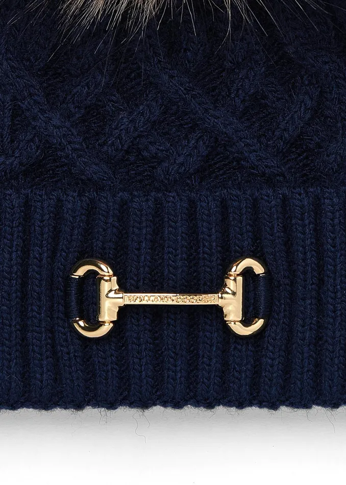 Holland Cooper Horsebit Bobble Hat Ink Navy Women Headwear Holland Cooper Horsebit Bobble Hat Ink Navy Women Headwear