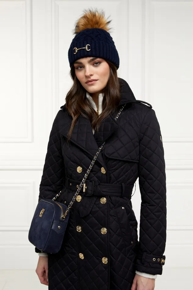 Holland Cooper Horsebit Bobble Hat Ink Navy Women Headwear Holland Cooper Horsebit Bobble Hat Ink Navy Women Headwear