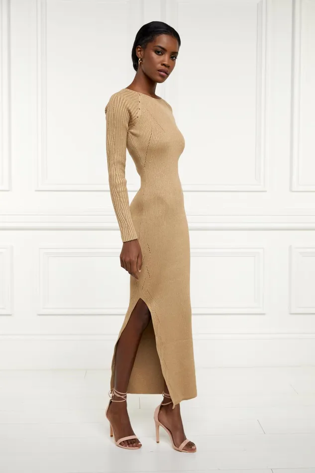 Holland Cooper Jessica Maxi Dress Gold Women Dresses