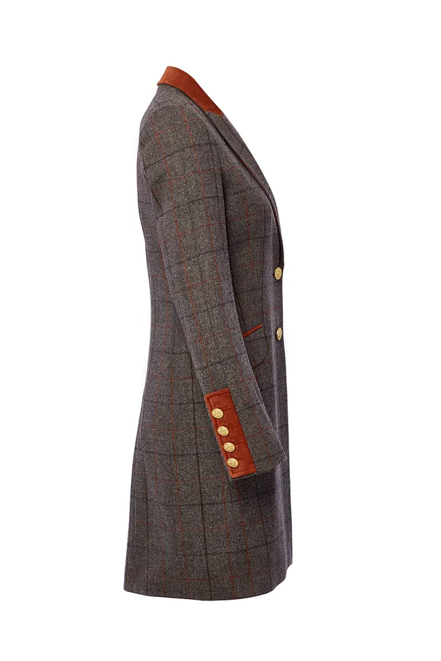 Holland Cooper Kempton Coat Mid Blue Check Women Tailoring
