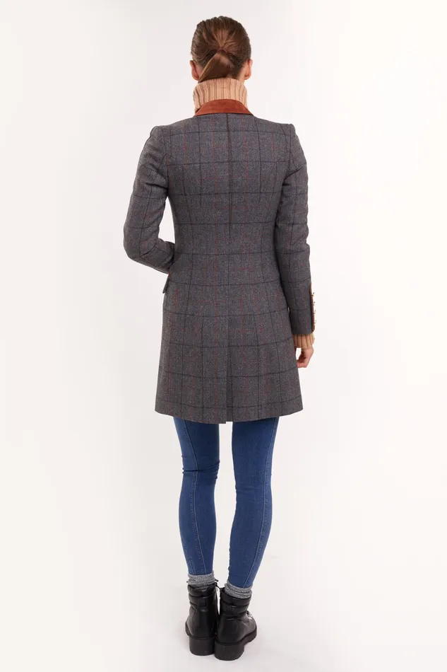 Holland Cooper Kempton Coat Mid Blue Check Women Tailoring