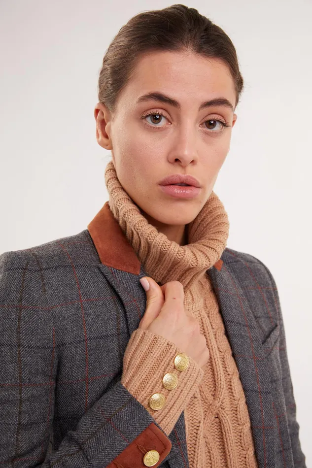 Holland Cooper Kempton Coat Mid Blue Check Women Tailoring