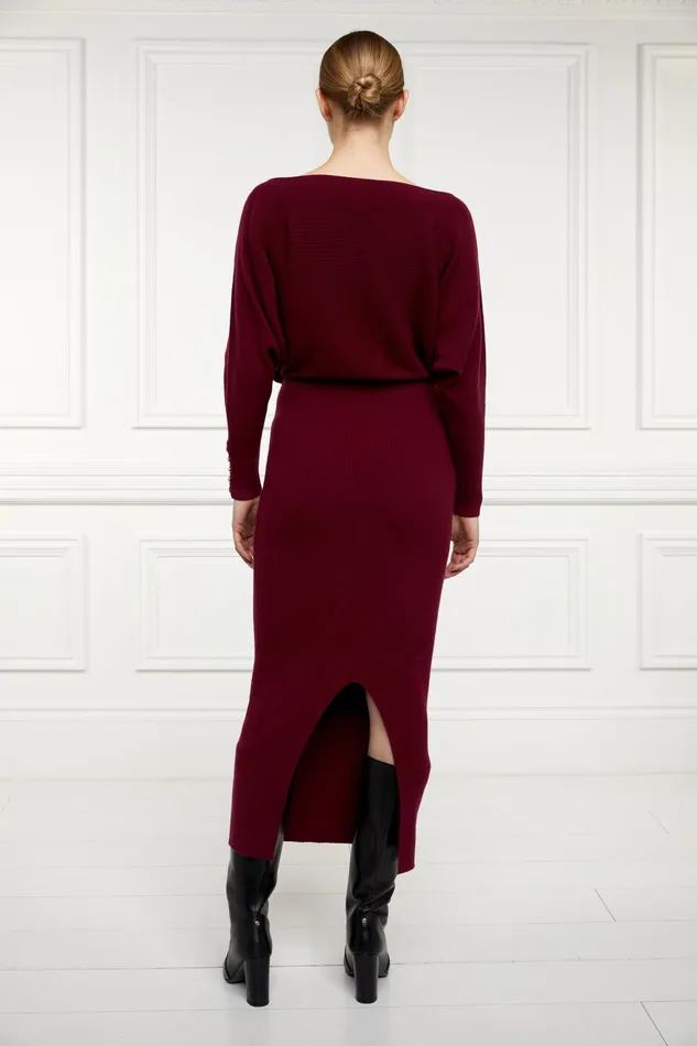 Holland Cooper Leyla Knitted Dress Wine Women Dresses Holland Cooper Leyla Knitted Dress Wine Women Dresses