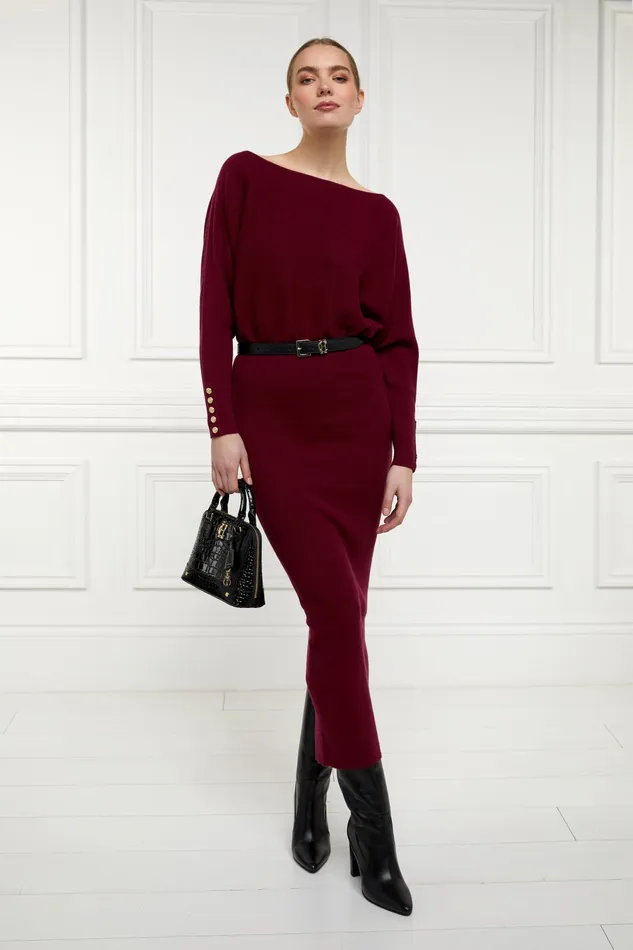 Holland Cooper Leyla Knitted Dress Wine Women Dresses Holland Cooper Leyla Knitted Dress Wine Women Dresses