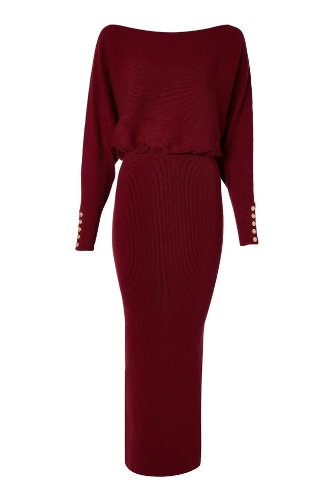 Holland Cooper Leyla Knitted Dress Wine Women Dresses Holland Cooper Leyla Knitted Dress Wine Women Dresses
