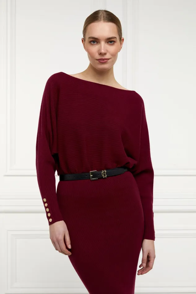Holland Cooper Leyla Knitted Dress Wine Women Dresses Holland Cooper Leyla Knitted Dress Wine Women Dresses