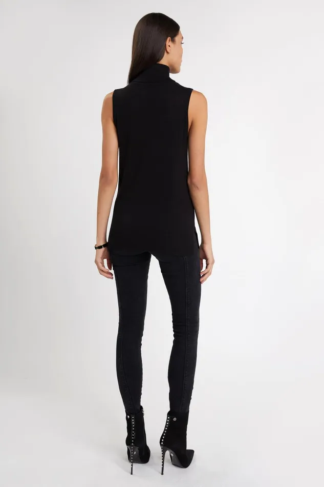 Holland Cooper Luxury Sleeveless Roll Neck Black Women Knitwear Holland Cooper Luxury Sleeveless Roll Neck Black Women Knitwear