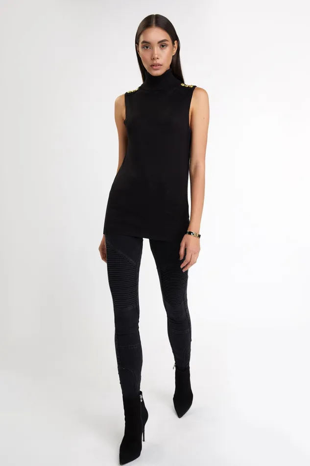 Holland Cooper Luxury Sleeveless Roll Neck Black Women Knitwear Holland Cooper Luxury Sleeveless Roll Neck Black Women Knitwear