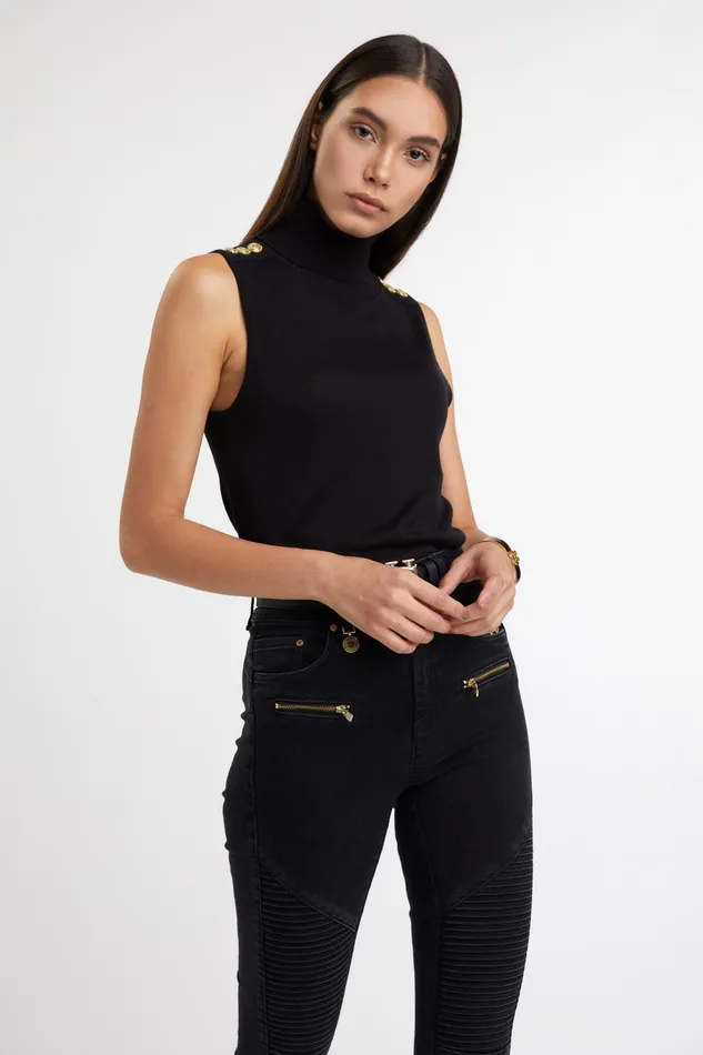 Holland Cooper Luxury Sleeveless Roll Neck Black Women Knitwear Holland Cooper Luxury Sleeveless Roll Neck Black Women Knitwear