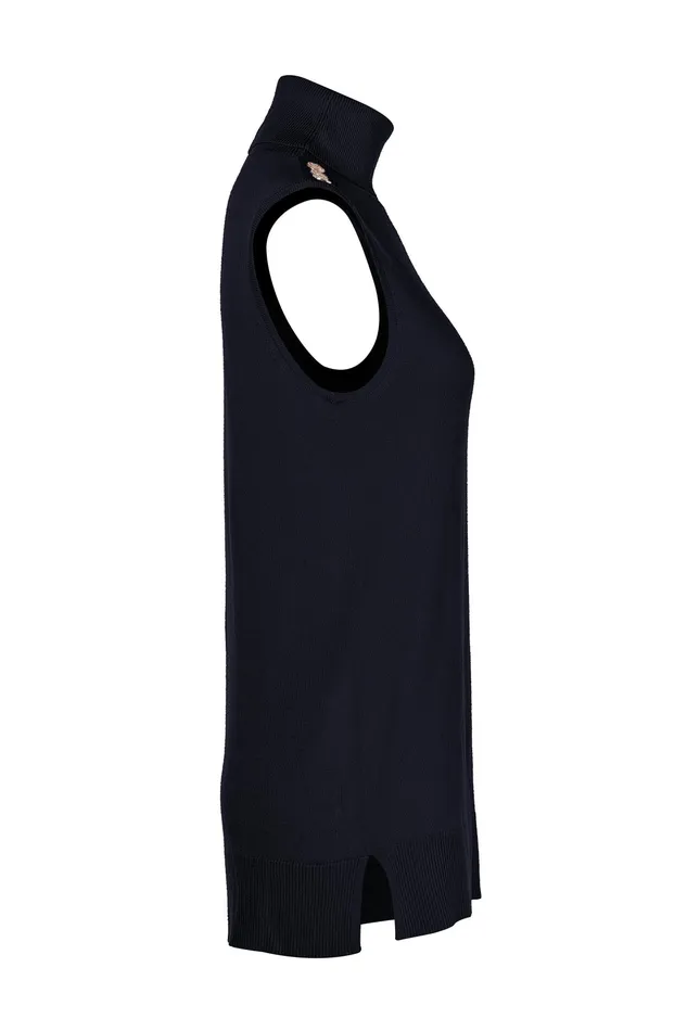 Holland Cooper Luxury Sleeveless Roll Neck Black Women Knitwear Holland Cooper Luxury Sleeveless Roll Neck Black Women Knitwear