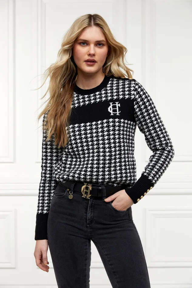Holland Cooper Panel Crew Neck Knit Black Women Knitwear