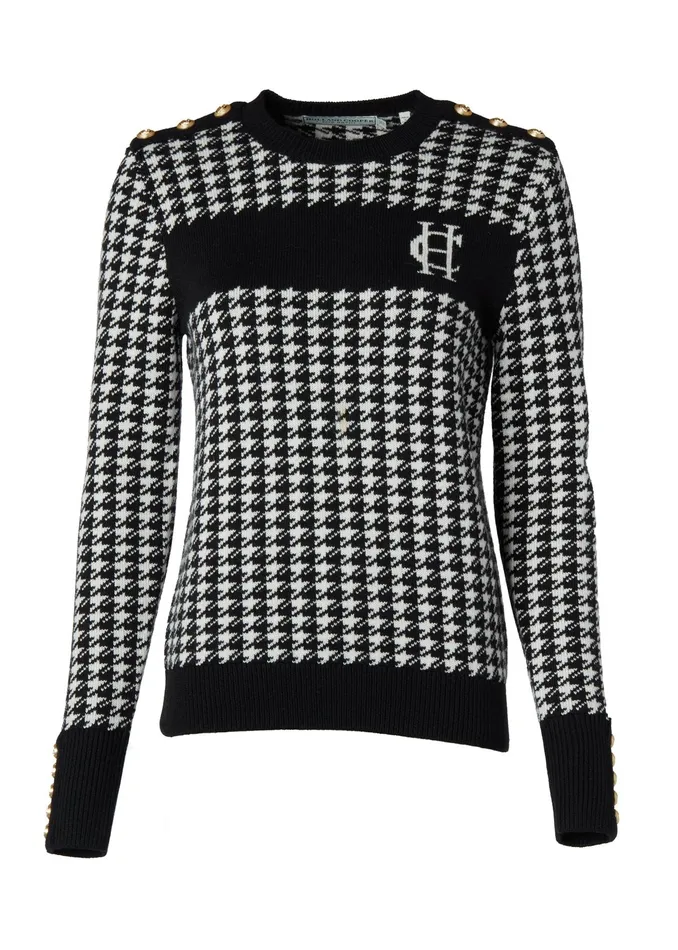 Holland Cooper Panel Crew Neck Knit Black Women Knitwear Holland Cooper Panel Crew Neck Knit Black Women Knitwear
