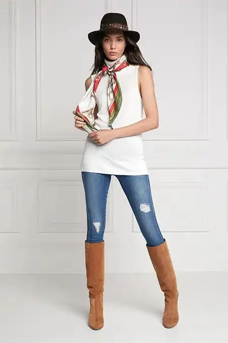 Holland Cooper Regal Horse Silk Scarf Racing Green Heritage Red Women Scarves