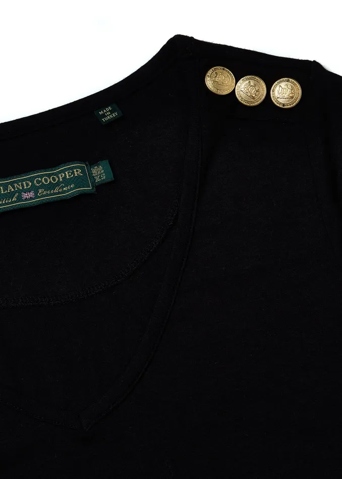 Holland Cooper Relax Fit VNeck Tee Black Women Tees Holland Cooper Relax Fit VNeck Tee Black Women Tees