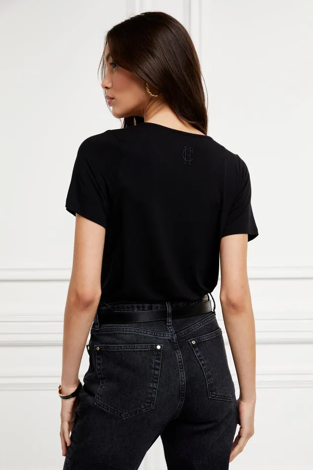 Holland Cooper Relax Fit VNeck Tee Black Women Tees Holland Cooper Relax Fit VNeck Tee Black Women Tees