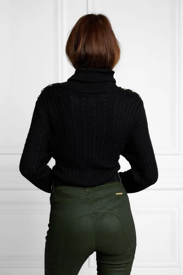 Holland Cooper Seattle Roll Neck Cable Knit Black Women Knitwear Holland Cooper Seattle Roll Neck Cable Knit Black Women Knitwear