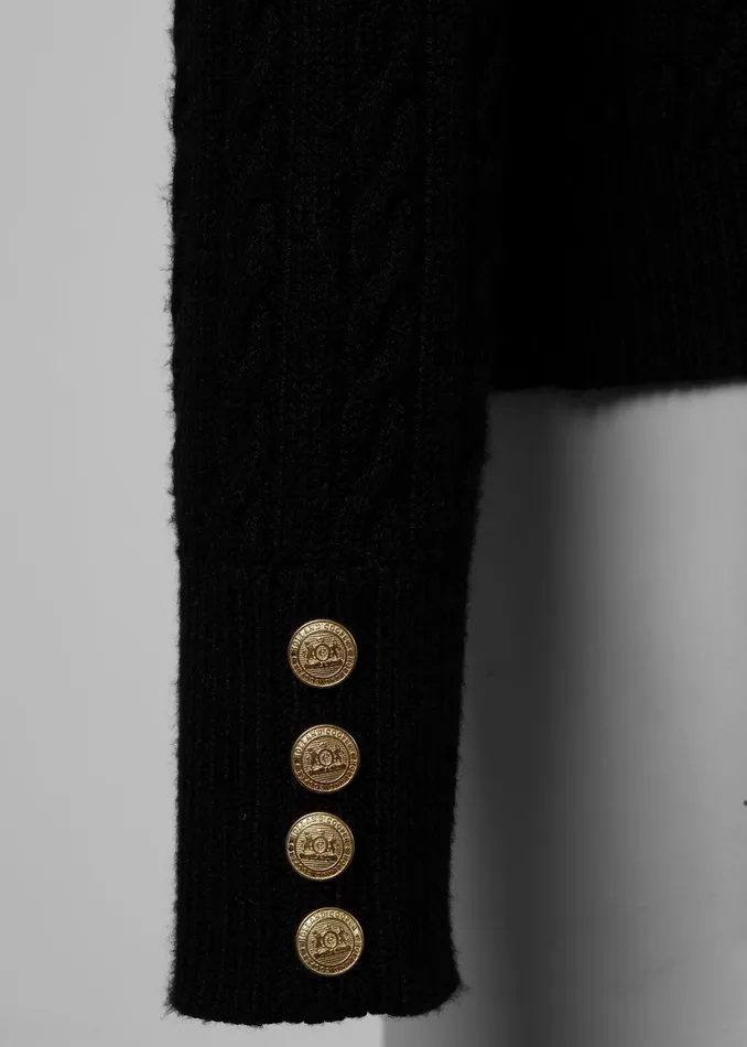 Holland Cooper Seattle Roll Neck Cable Knit Black Women Knitwear Holland Cooper Seattle Roll Neck Cable Knit Black Women Knitwear