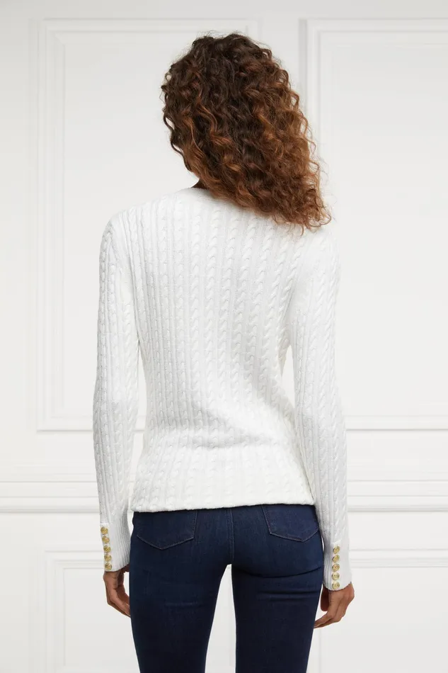 Holland Cooper Seattle VNeck Knit Winter White Women Knitwear Holland Cooper Seattle VNeck Knit Winter White Women Knitwear