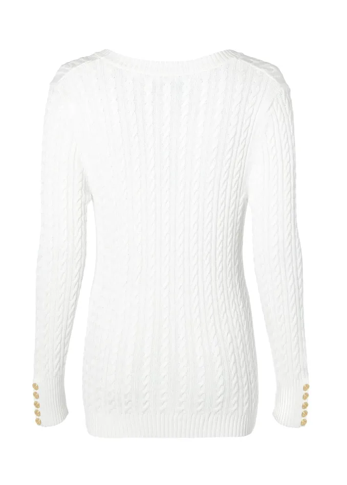 Holland Cooper Seattle VNeck Knit Winter White Women Knitwear Holland Cooper Seattle VNeck Knit Winter White Women Knitwear