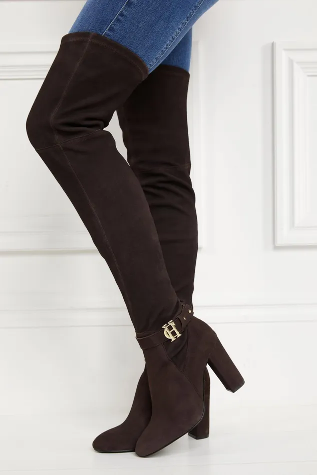 Holland Cooper Sloane Over The Knee Boot Chocolate Women Boots Holland Cooper Sloane Over The Knee Boot Chocolate Women Boots