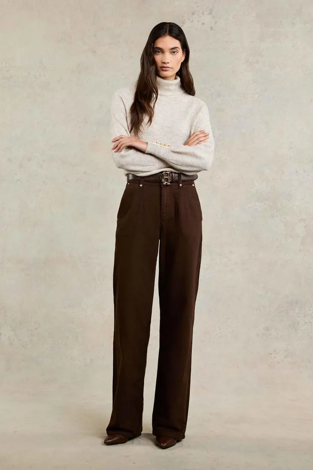Holland Cooper Tailored Wide Leg Jean Chocolate Women Jeans Holland Cooper Tailored Wide Leg Jean Chocolate Women Jeans