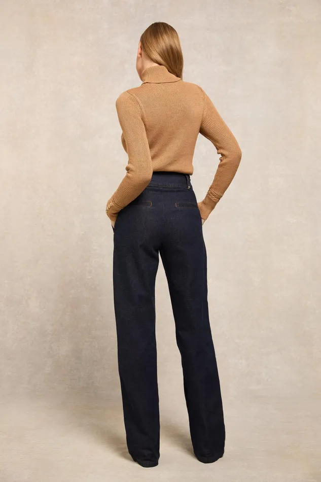 Holland Cooper Tailored Wide Leg Jean Deep Indigo Women Jeans