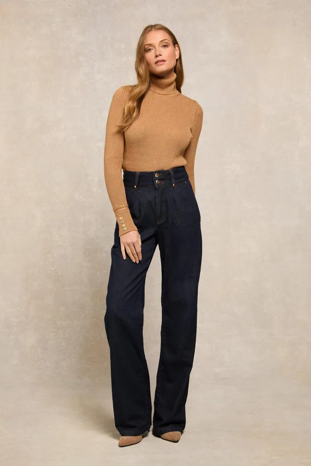 Holland Cooper Tailored Wide Leg Jean Deep Indigo Women Jeans