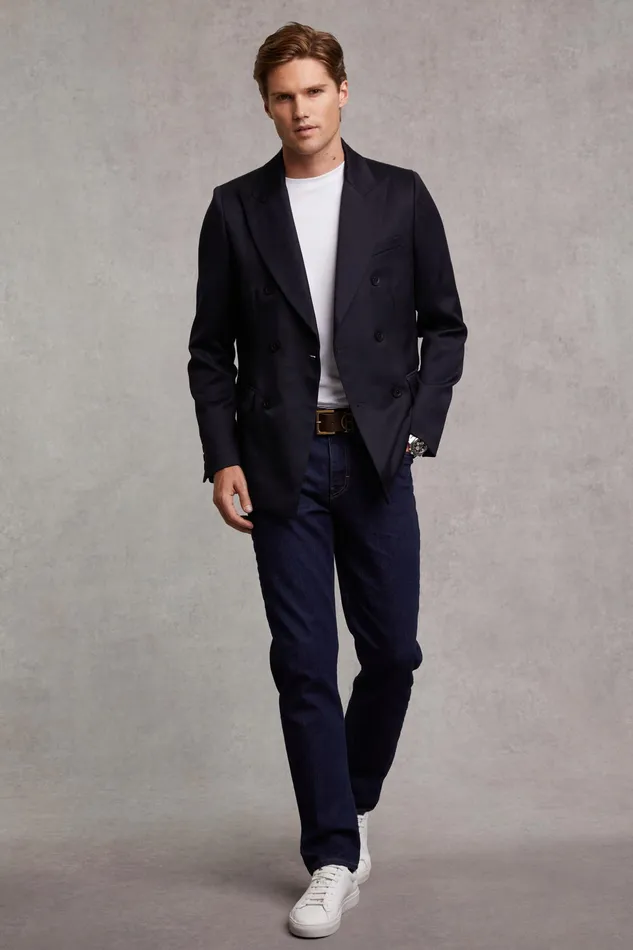 Holland Cooper The Double Breasted Blazer Navy Barathea Men Blazers Holland Cooper The Double Breasted Blazer Navy Barathea Men Blazers