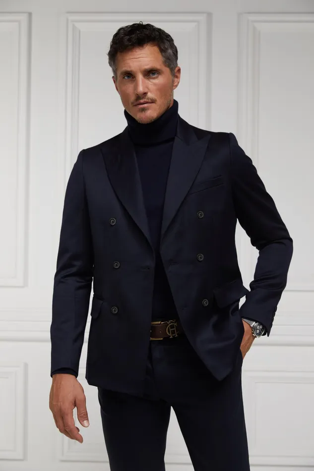 Holland Cooper The Double Breasted Blazer Navy Barathea Men Blazers Holland Cooper The Double Breasted Blazer Navy Barathea Men Blazers