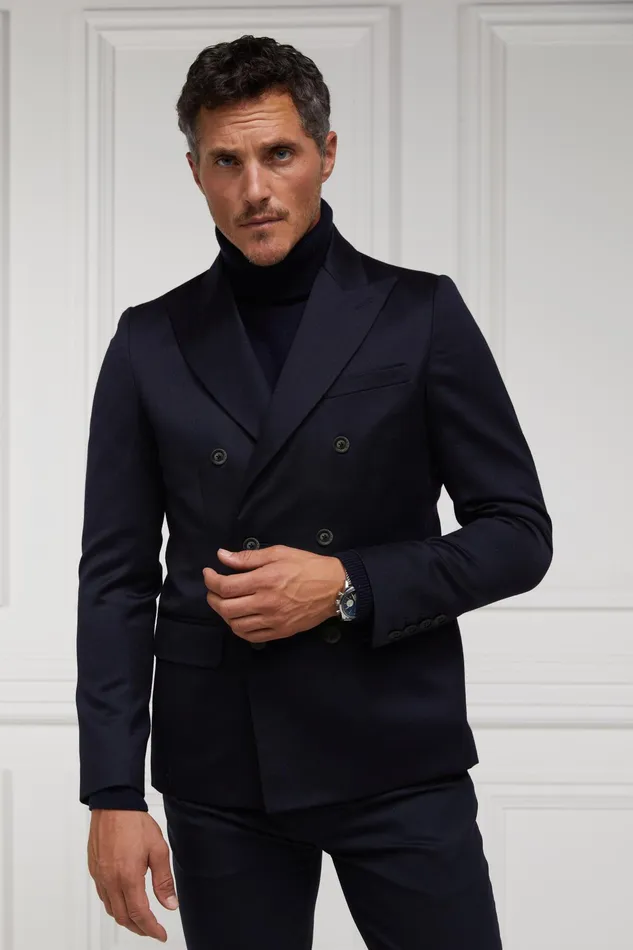 Holland Cooper The Double Breasted Blazer Navy Barathea Men Blazers Holland Cooper The Double Breasted Blazer Navy Barathea Men Blazers