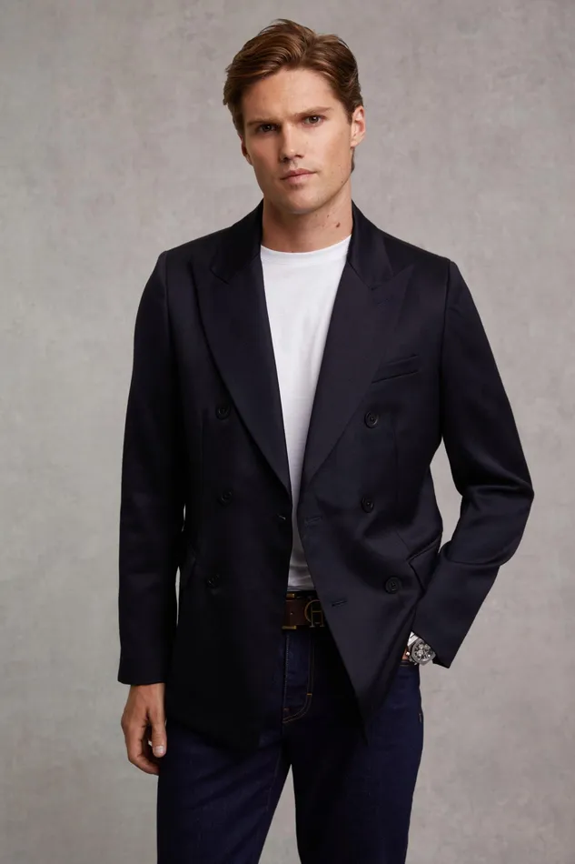 Holland Cooper The Double Breasted Blazer Navy Barathea Men Blazers Holland Cooper The Double Breasted Blazer Navy Barathea Men Blazers