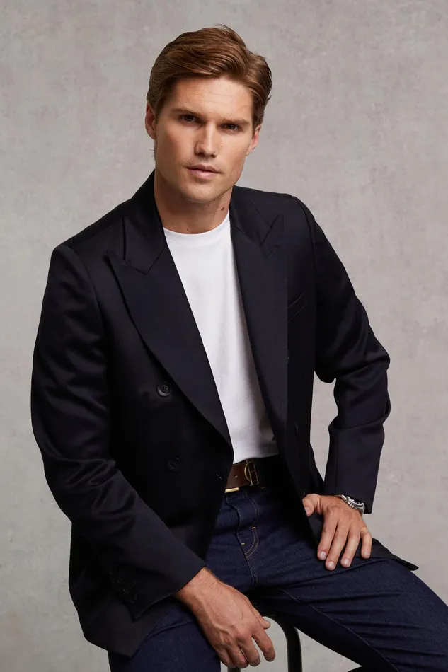 Holland Cooper The Double Breasted Blazer Navy Barathea Men Blazers Holland Cooper The Double Breasted Blazer Navy Barathea Men Blazers