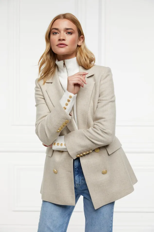 Holland Cooper Tori Quarter Zip Knit Natural Women Knitwear Holland Cooper Tori Quarter Zip Knit Natural Women Knitwear