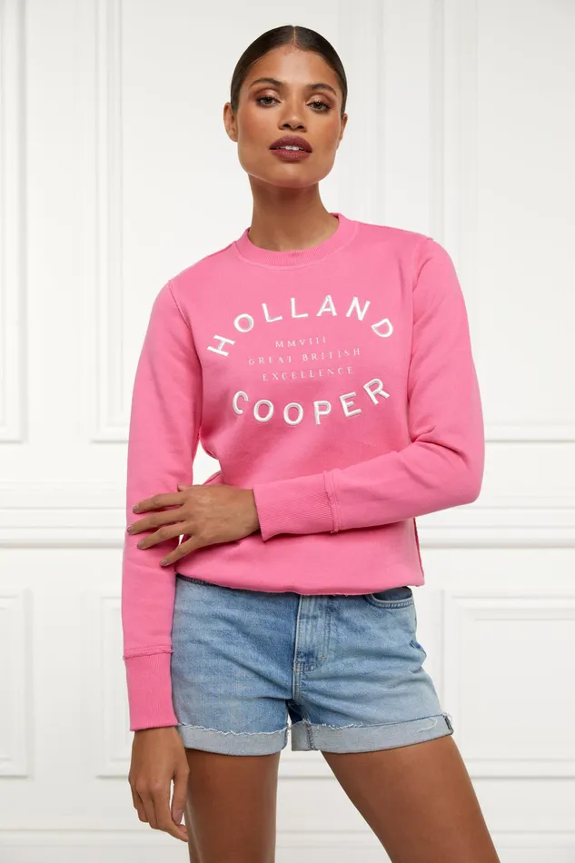 Holland Cooper Varsity Crew Peony Pink Women Sweatshirts
