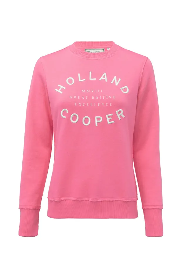 Holland Cooper Varsity Crew Peony Pink Women Sweatshirts Holland Cooper Varsity Crew Peony Pink Women Sweatshirts