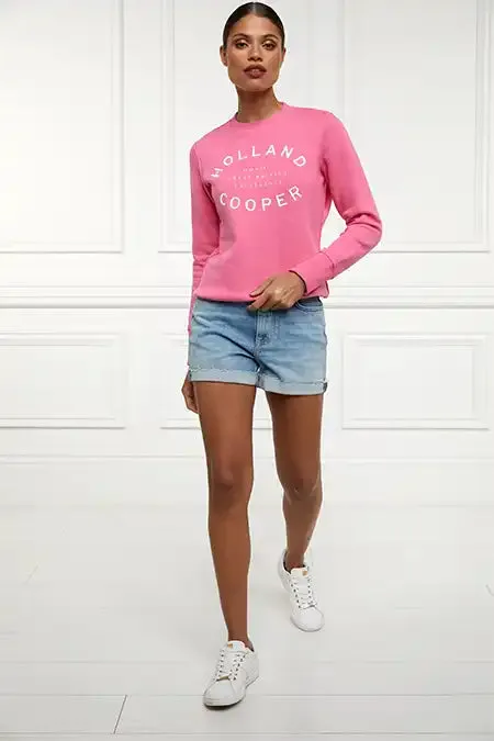 Holland Cooper Varsity Crew Peony Pink Women Sweatshirts Holland Cooper Varsity Crew Peony Pink Women Sweatshirts