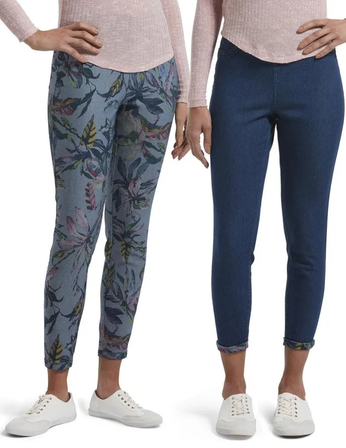 Hue Batique Floral Reversible High Waist Denim Skimmer Batique Floral Women Denim Hue Batique Floral Reversible High Waist Denim Skimmer Batique Floral Women Denim
