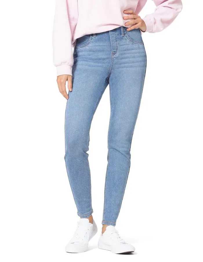 Hue Flannel Lined Denim Leggings Medium Wash Women Denim